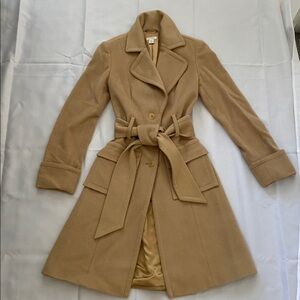 Halogen Camel Wool and Cashmere Coat Belted Coat